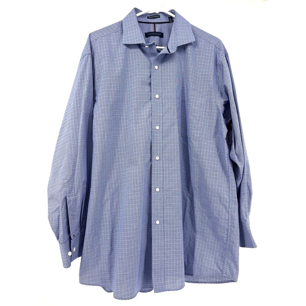 Tommy Hilfiger blue button front long sleeve men's shirt 16-16.5 - 32-33 (L)